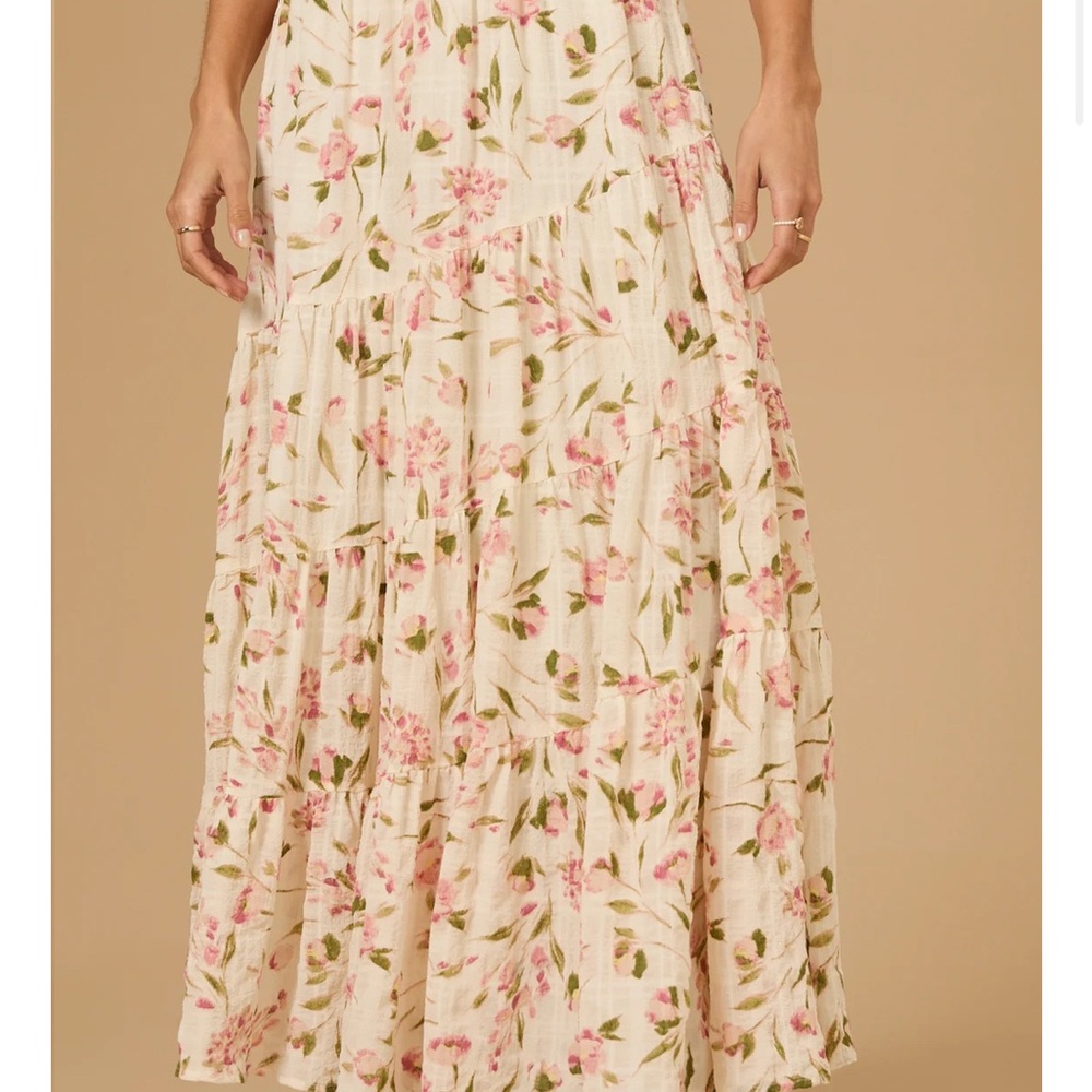 Floral spring Maxi Skirt Cream